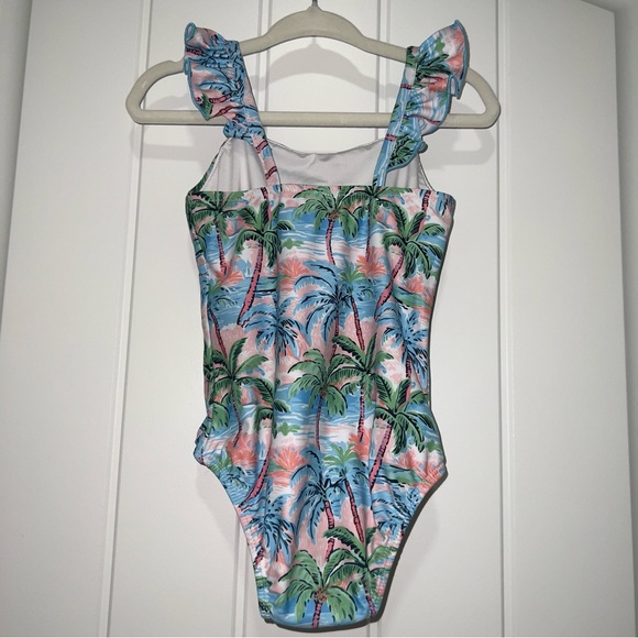 Southern Smocked Co Toddler Pastel Palms One-Piece Swimsuit Size 24M/2T - Picture 3 of 5
